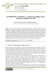 LE DJIHAD DE LA RARETE : L’asphyxie économique comme stratégie de domination au Mali