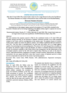 citation: Sissoko, É. F. (2026). Mali after 25 April 2026: Why Assimi Goita’s junta can no longer restore its pre-crisis equilibrium. CRAPES Reflection Papers, May 2026.